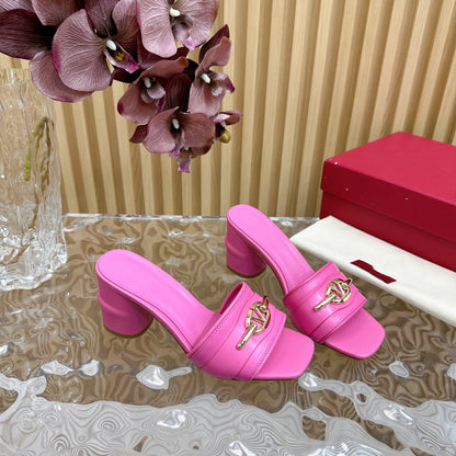 High Heel 70 Mule Sandal The Bold Edition Vlogo Square Toe Pink