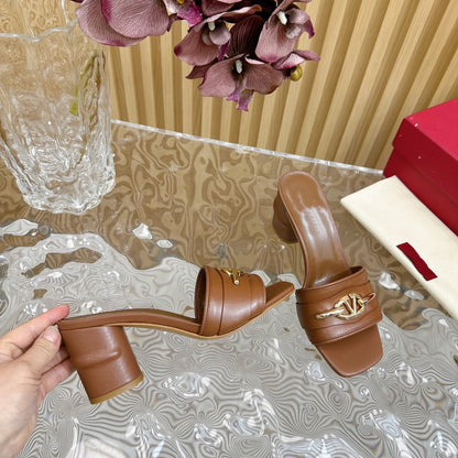 High Heel 70 Mule Sandal The Bold Edition Vlogo Square Toe Brown