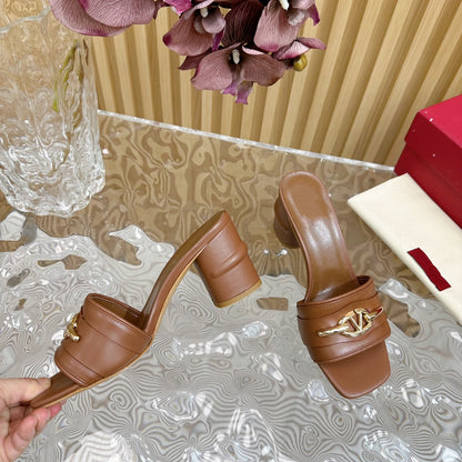 High Heel 70 Mule Sandal The Bold Edition Vlogo Square Toe Brown