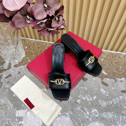 High Heel 70 Mule Sandal The Bold Edition Vlogo Square Toe Black