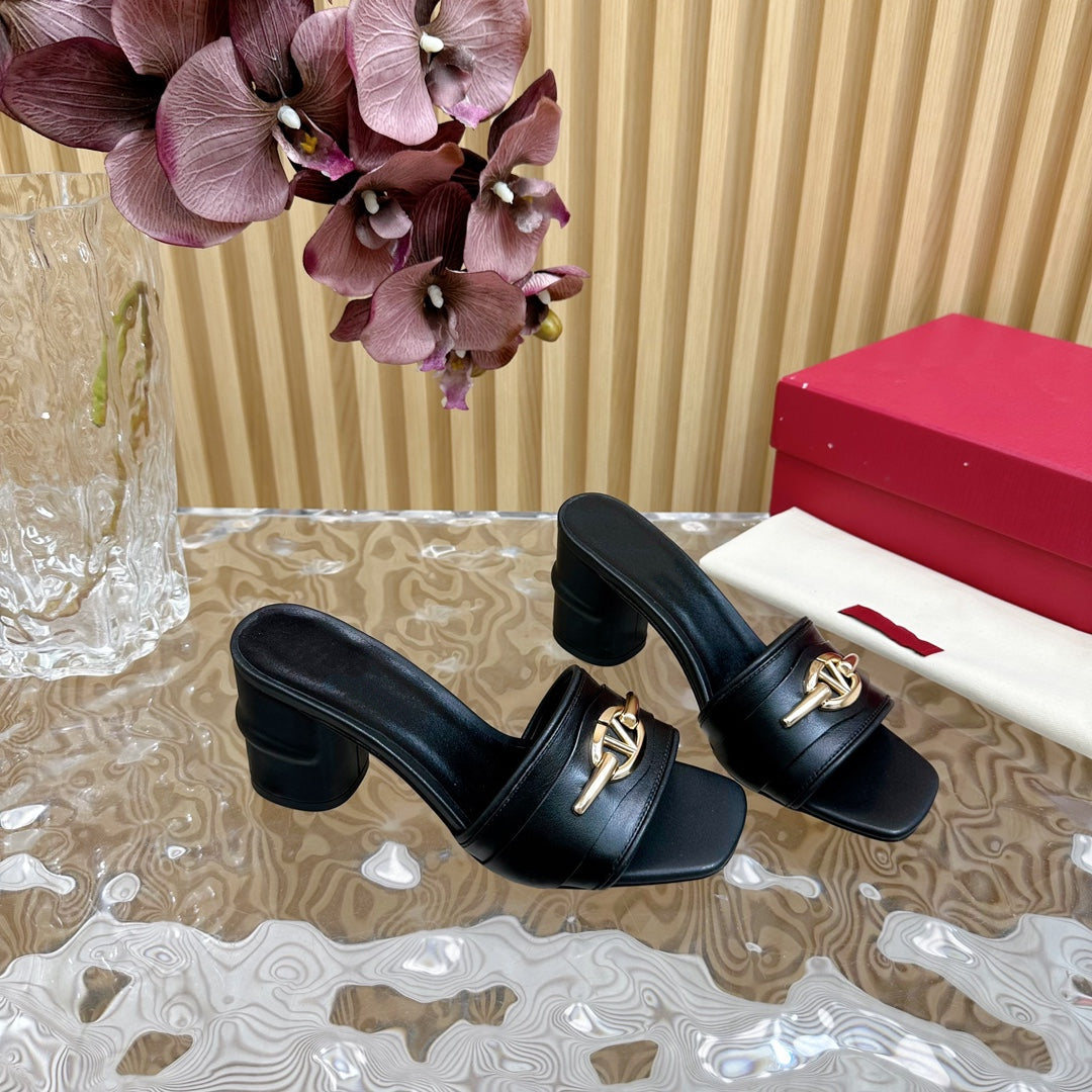 High Heel 70 Mule Sandal The Bold Edition Vlogo Square Toe Black