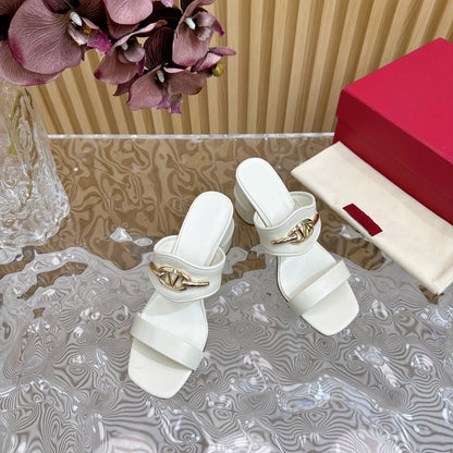 High Heel 70 Sandal The Bold Edition Vlogo Square Toe White