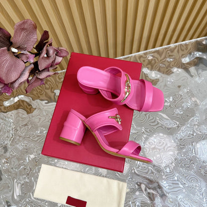 High Heel 70 Sandal The Bold Edition Vlogo Square Toe Pink
