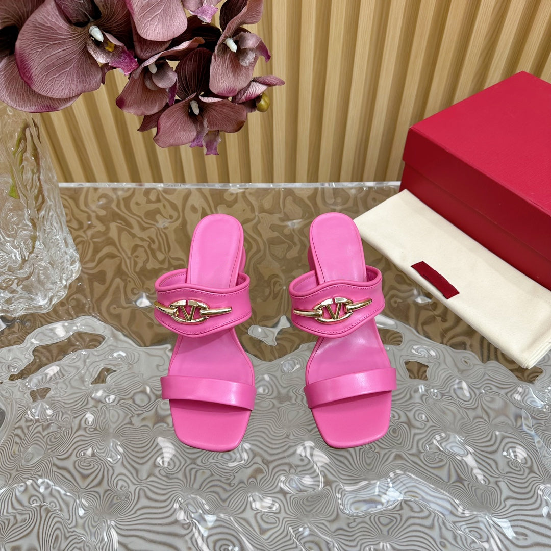 High Heel 70 Sandal The Bold Edition Vlogo Square Toe Pink
