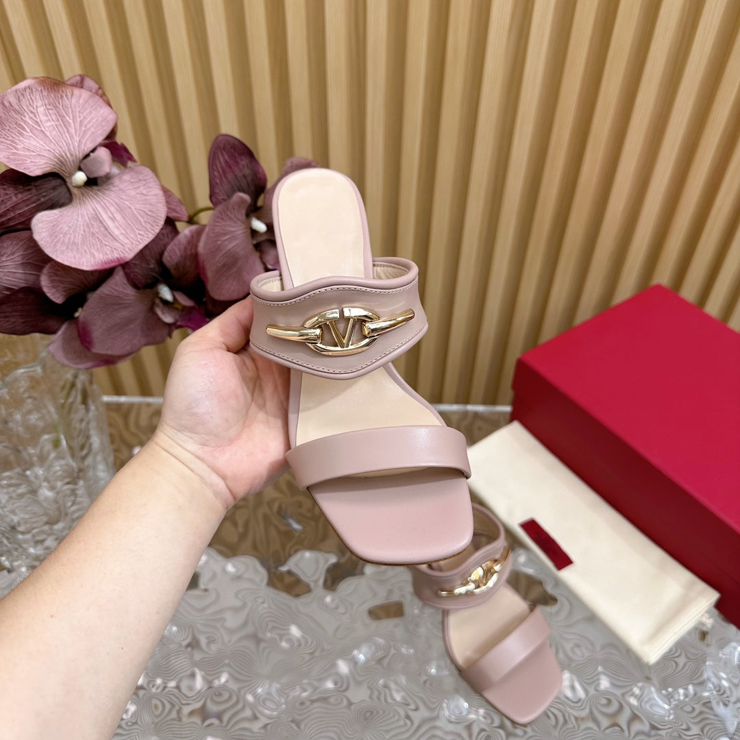 High Heel 70 Sandal The Bold Edition Vlogo Square Toe Rose Cannelle