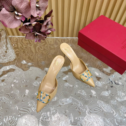 HIGH PUMP MULE 80MM IN SEPIA TAN CALFSKIN