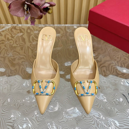 HIGH PUMP MULE 80MM IN SEPIA TAN CALFSKIN