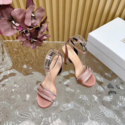 CD Dway Heeled Sandal 120mm Pastel Pink Silk And Lambskin