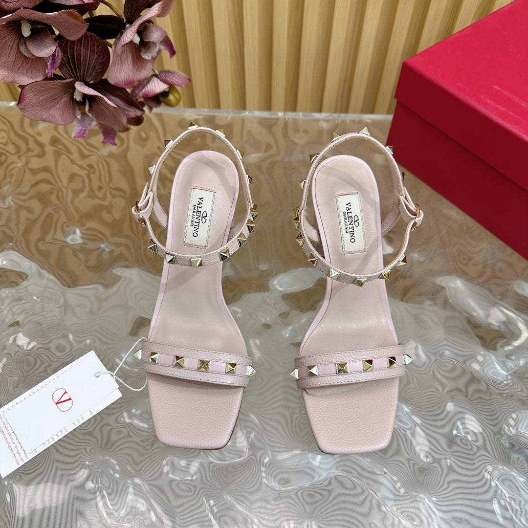 High Sandal 86mm In Rose Pink Cowhide 102068