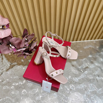 High Sandal 86mm In Rose Pink Cowhide 102068