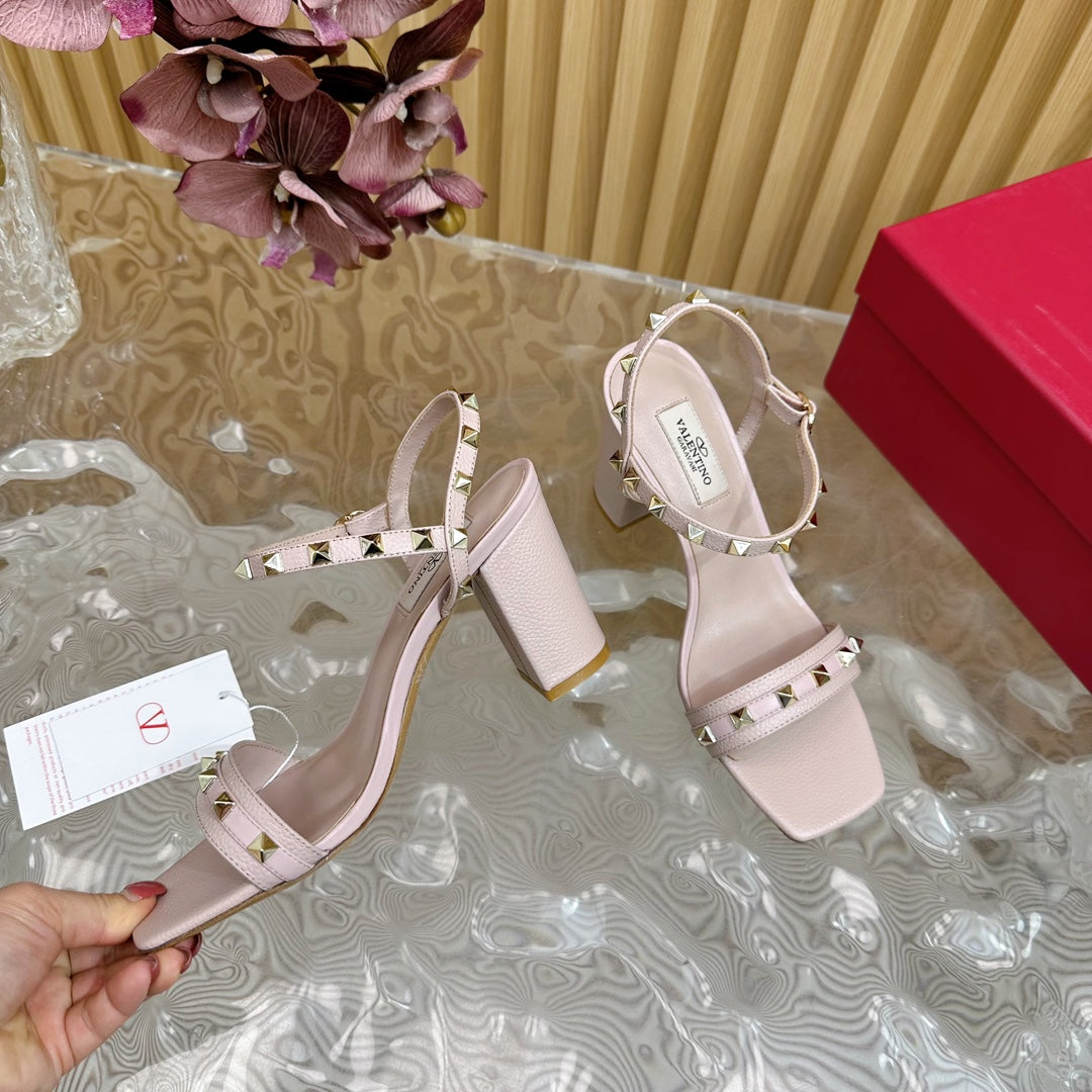High Sandal 86mm In Rose Pink Cowhide 102068