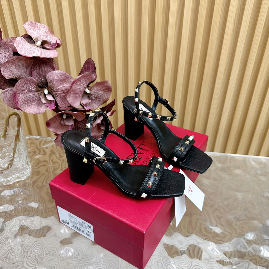 High Sandal 86mm In Black Cowhide 102070