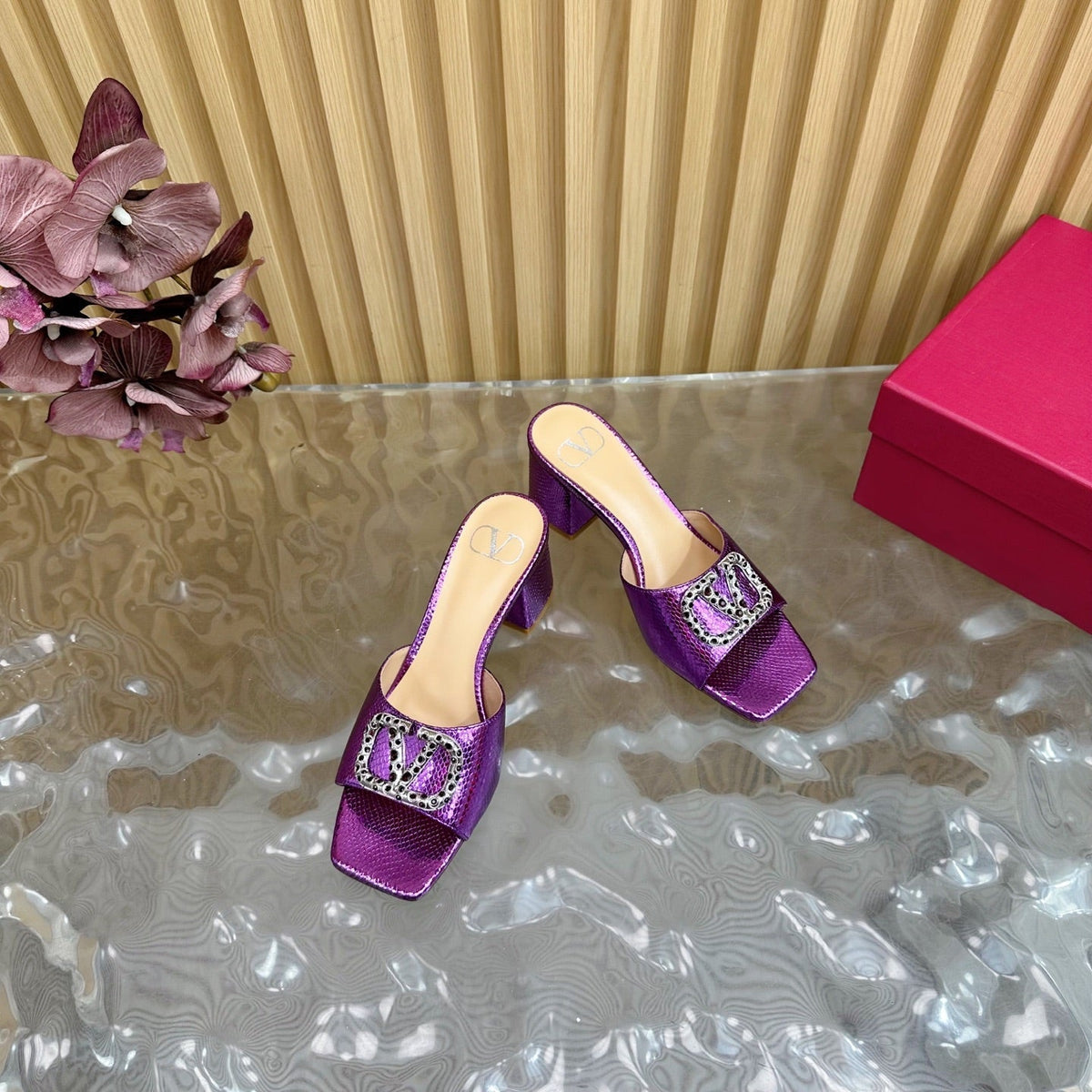 VT 25 Vlogo Mule Purple Snakeskin Leather 331928