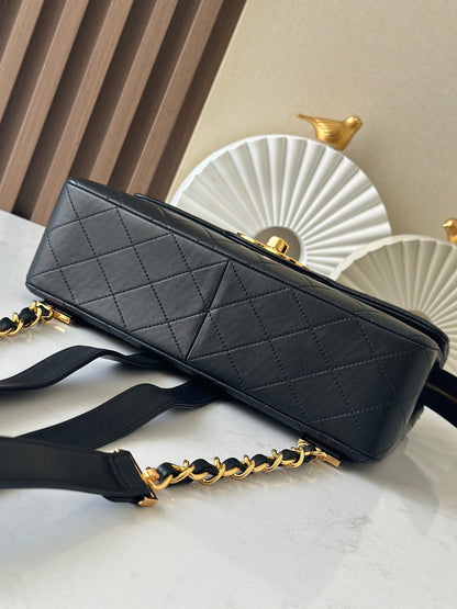 CC 2025 Backpack 30cm Black Gold Backpack Sheepskin 298105