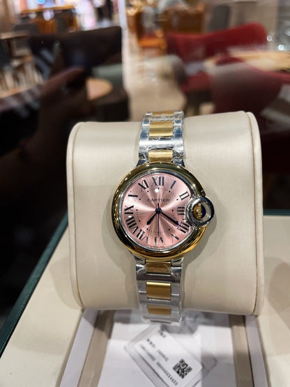 Cartier Balloon 33mm Quartz Silver Gold Bracelet