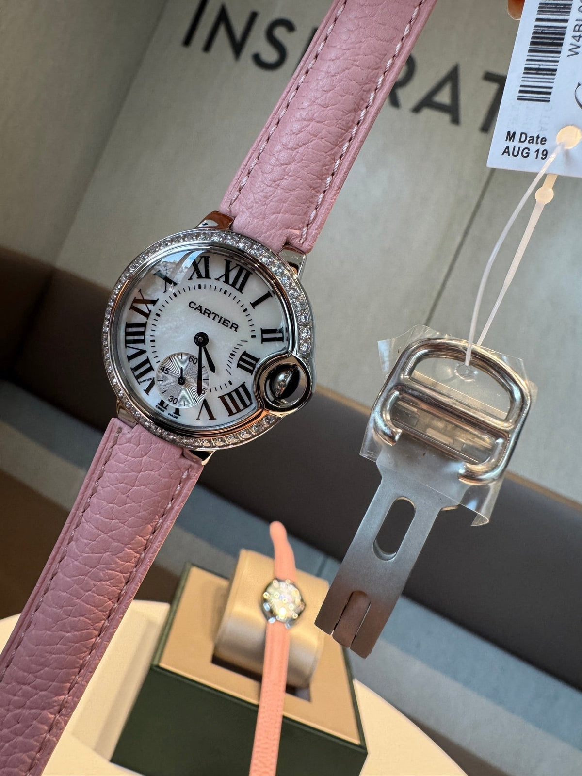 Cartier Bleu Balloon 33mm Silver Pink Diamond