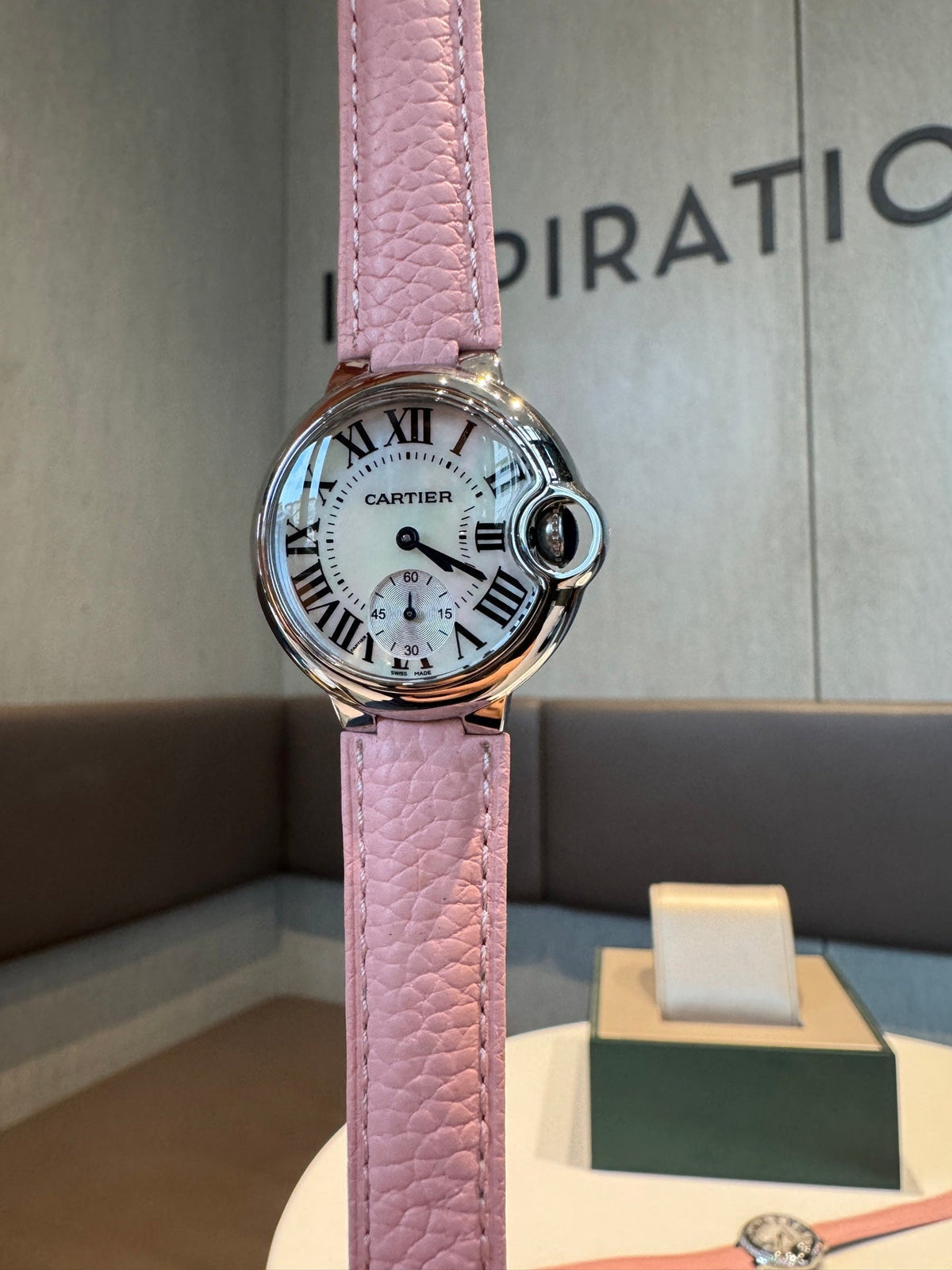 Cartier Bleu Balloon 33mm Silver Pink Diamond
