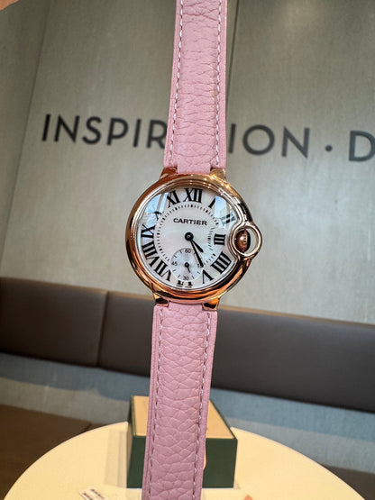 Cartier Bleu Balloon 33mm Pink Gold White Dial