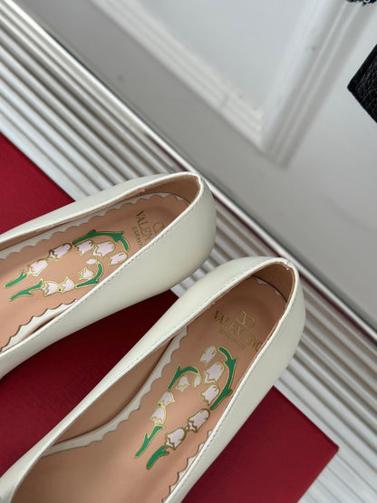 Bowow Pumps In Kidskin 40mm White Lambskin 989190