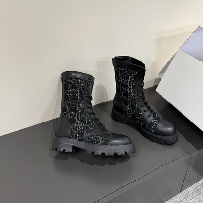 CD D-Unit Ankle Boot In Black Tweed And Cowhide 109609