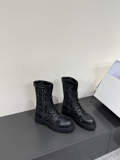 CD D-Unit Ankle Boot In Black Tweed And Cowhide 109609