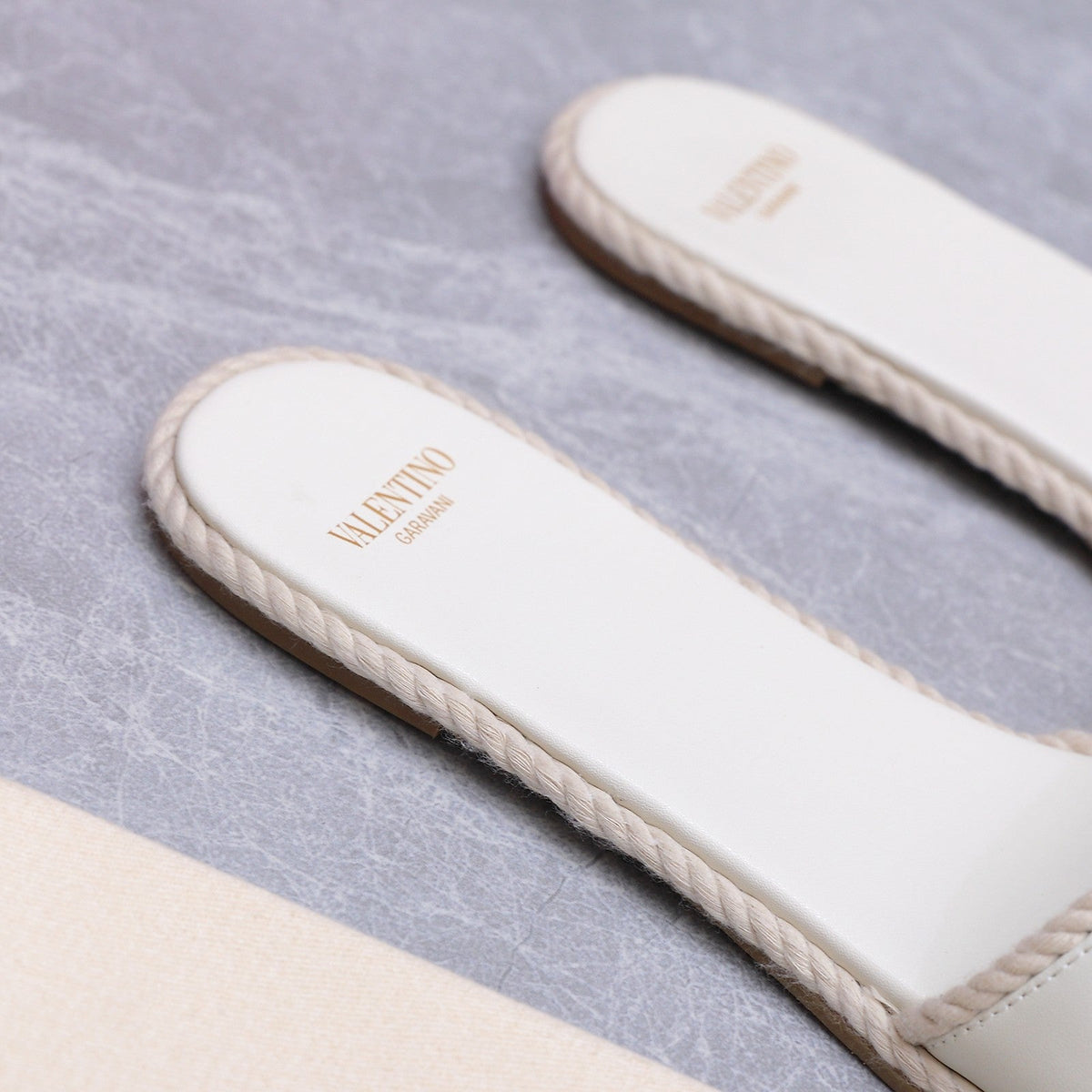 VLogo Torchon Slide Sandal White Leather Canvas 941249