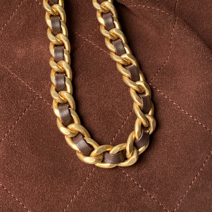 Chanel 2025 Hobo Bag 31cm Dark Brown Suede With Gold Hardware 320286