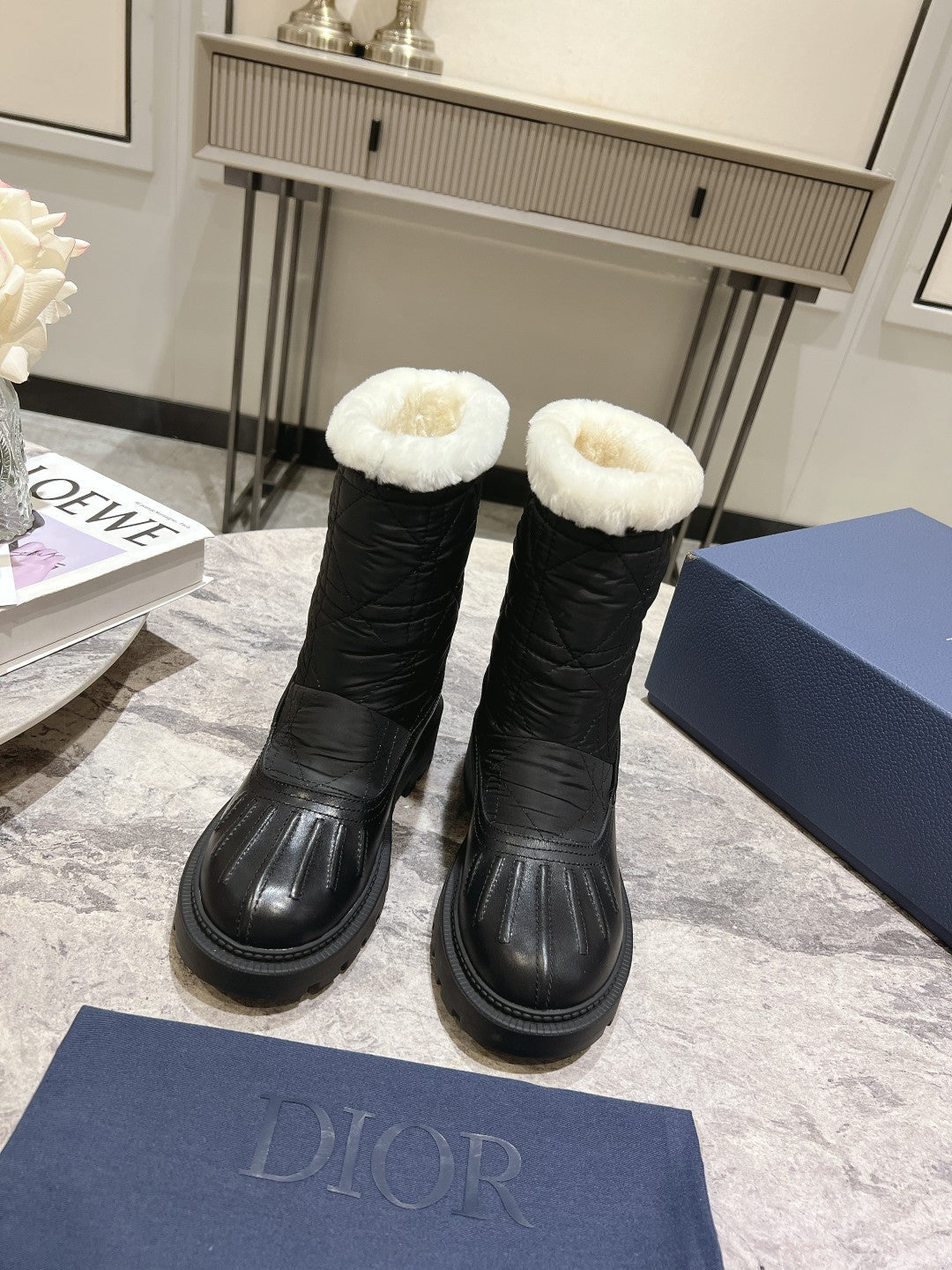CD Frozen-D Ankle Boot Black Fleece Lining And Mackintosh And Calfskin