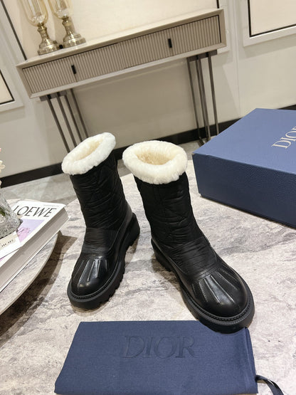 CD Frozen-D Ankle Boot Black Fleece Lining And Mackintosh And Calfskin