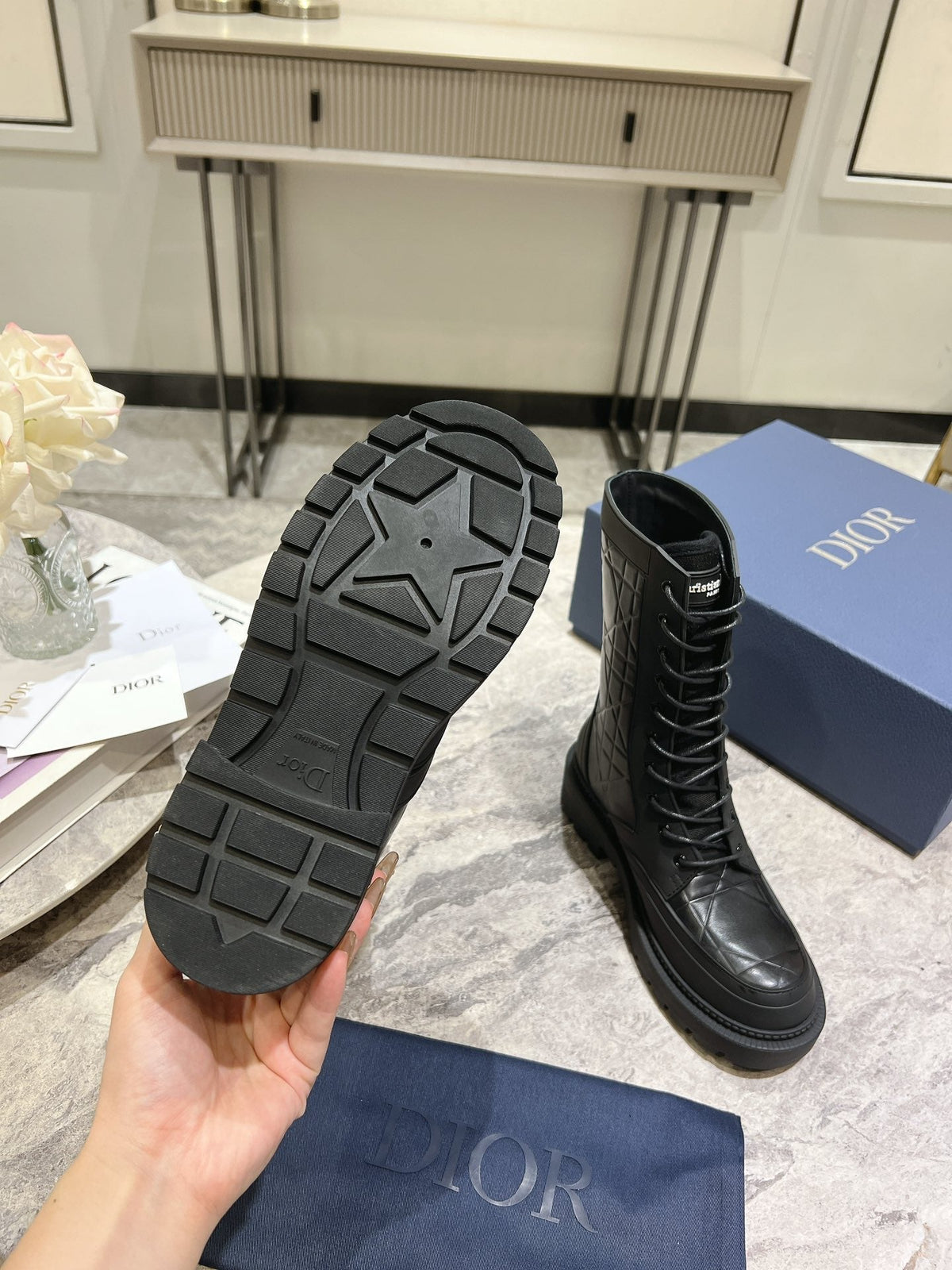 CD- D-Leader Ankle Boot 45mm Black Calfskin