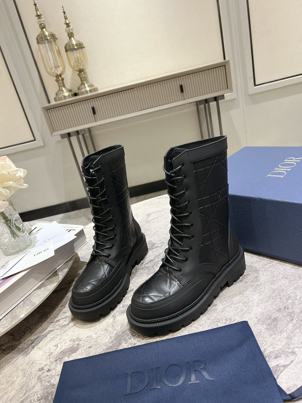 CD- D-Leader Ankle Boot 45mm Black Calfskin