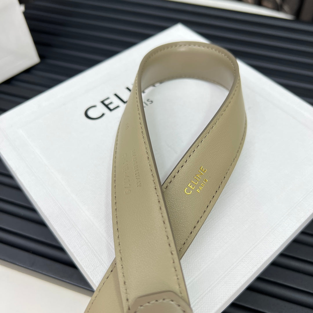 CL TRIOMPHE 25 MM BELT IN OLIVE GREEN CALFSKIN SILVER HARDWARE