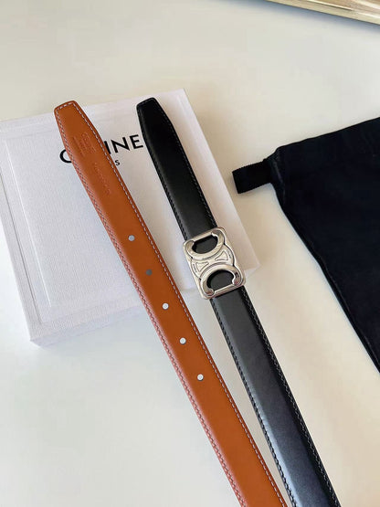 CELINE 26S BELT 25 MM IN BLACK AND BROWN CALFSKIN 636400