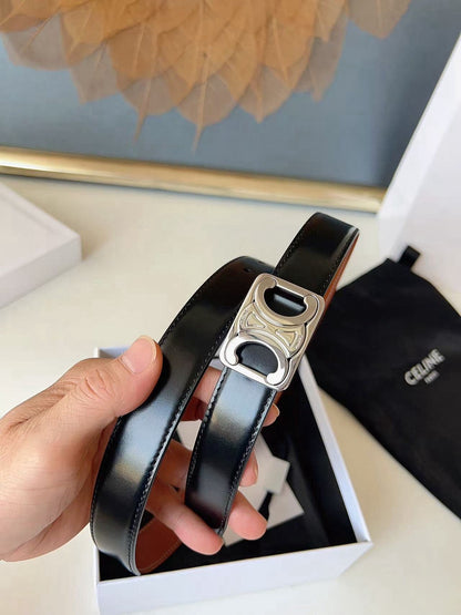 CELINE 26S BELT 25 MM IN BLACK AND BROWN CALFSKIN 636400
