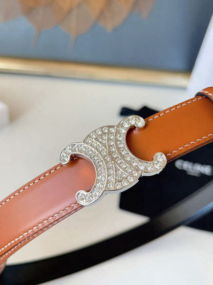 CELINE 26S BELT 25 MM IN BLACK AND BROWN CALFSKIN 636402
