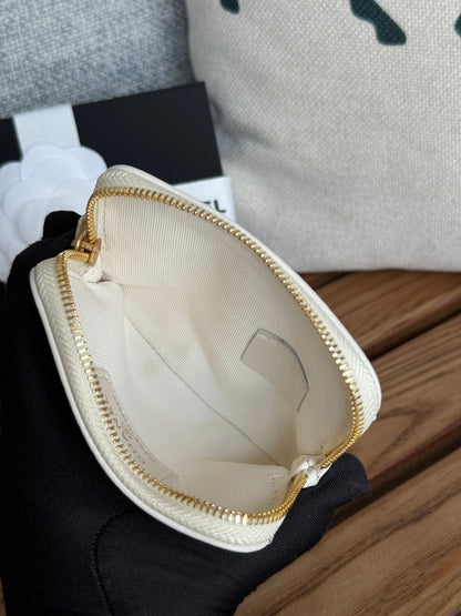 cc 19 zipped coin purse 11cm white lambskin gold hardware