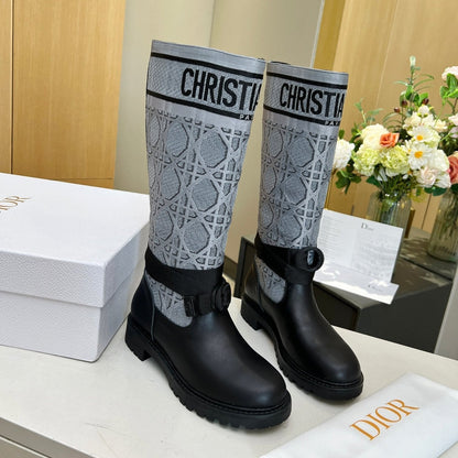 D-Major Boot In Grey Mix Black Denim Fabric And Lambskin 107717