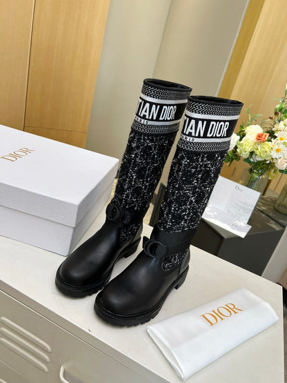 D-Major Boot In Black Denim Fabric And Lambskin 107716