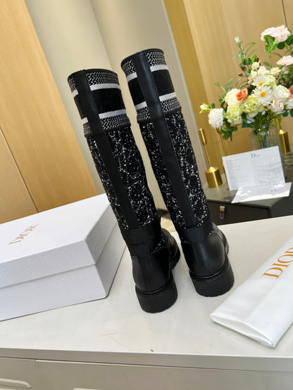 D-Major Boot In Black Denim Fabric And Lambskin 107716