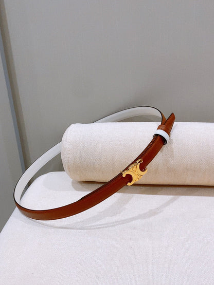 CELINE 26S REVERSIBLE BELT 18 MM IN WHITE AND BROWN CALFSKIN 656088
