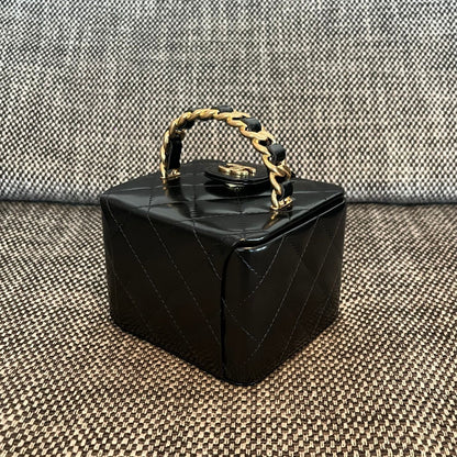 Chanel 2026 Vintage Mini Square Vanity Case 11cm Patent Calfskin