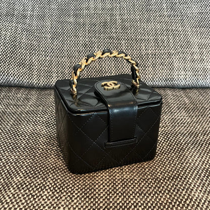 Chanel 2026 Vintage Mini Square Vanity Case 11cm Patent Calfskin