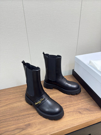 CD D-Quest Ankle Boot 40mm In Plain Black Calfskin 112933