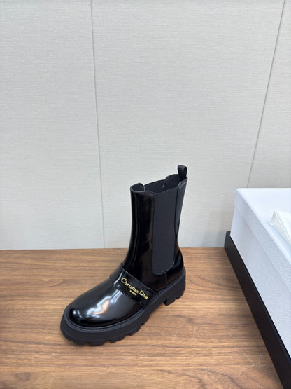 CD D-Quest Ankle Boot 40mm In Glossy Black Calfskin 112937