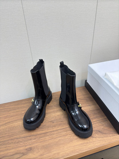 CD D-Quest Ankle Boot 40mm In Glossy Black Calfskin 112937