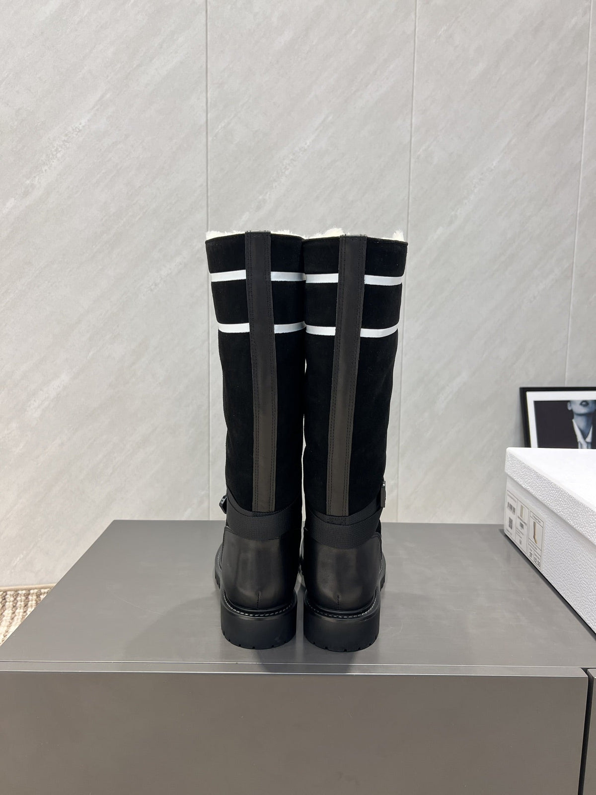 Dior 2025 Boot Black White Suede Cowhide Fur 502075