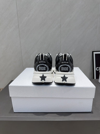 CD platform casual sneaker black white suede mesh 539674