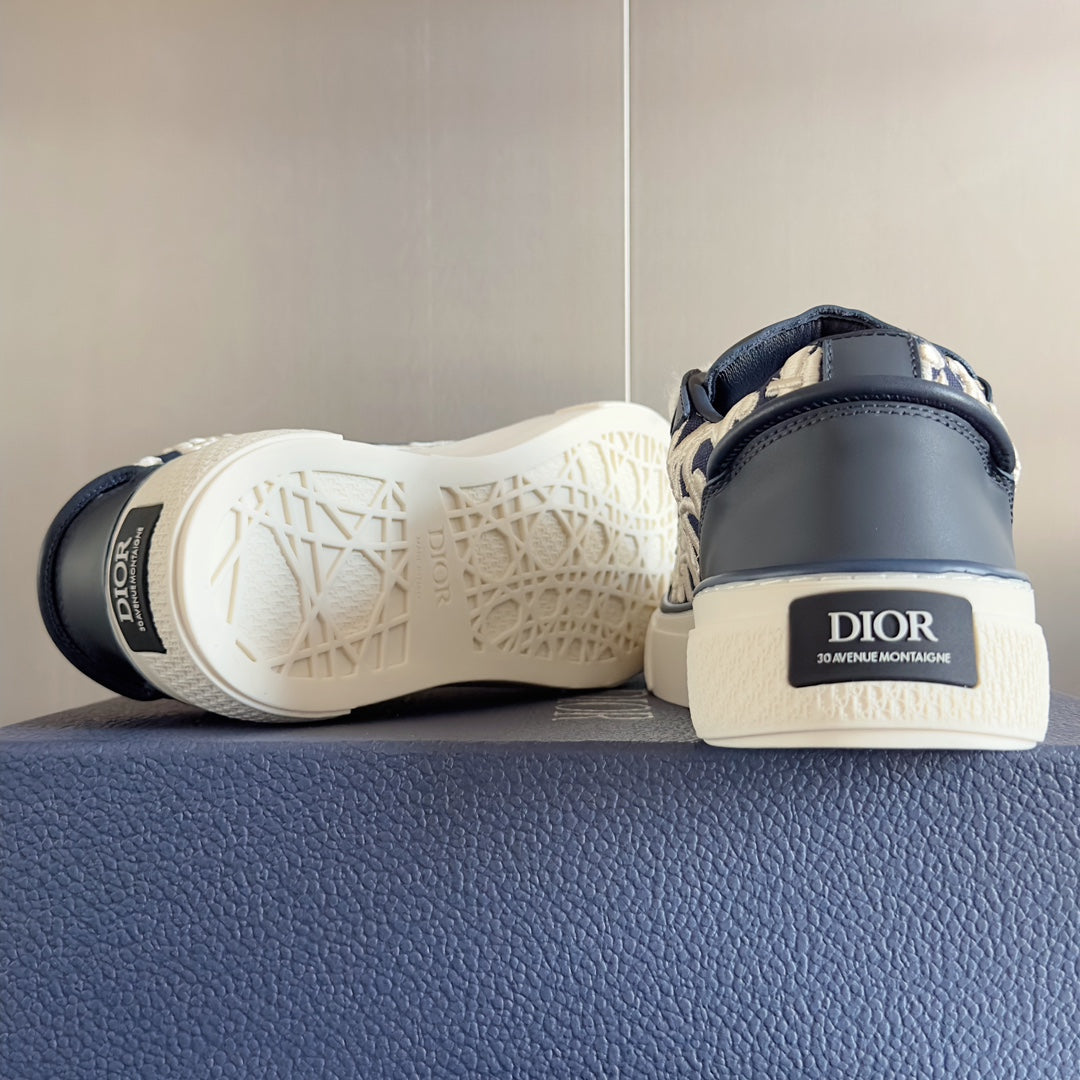 CD B33 Sneaker - Limited And Numbered Edition 40mm Charcoal Blue Oblique Jacquard And Cowhide