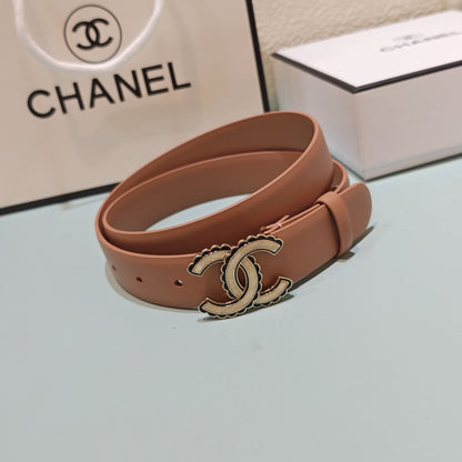 CC Belt 3.0 Scalloped Edge Buckle Light Brown Cowhide 200002