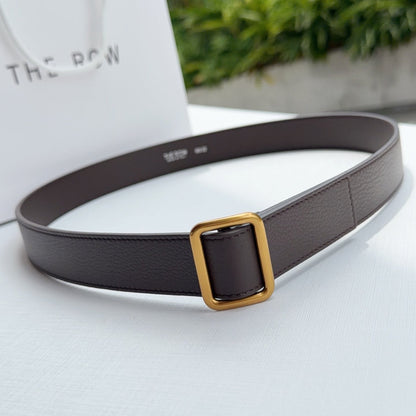 The Row Jin Belt 3cm Chocolate Gold Cowhide 211141